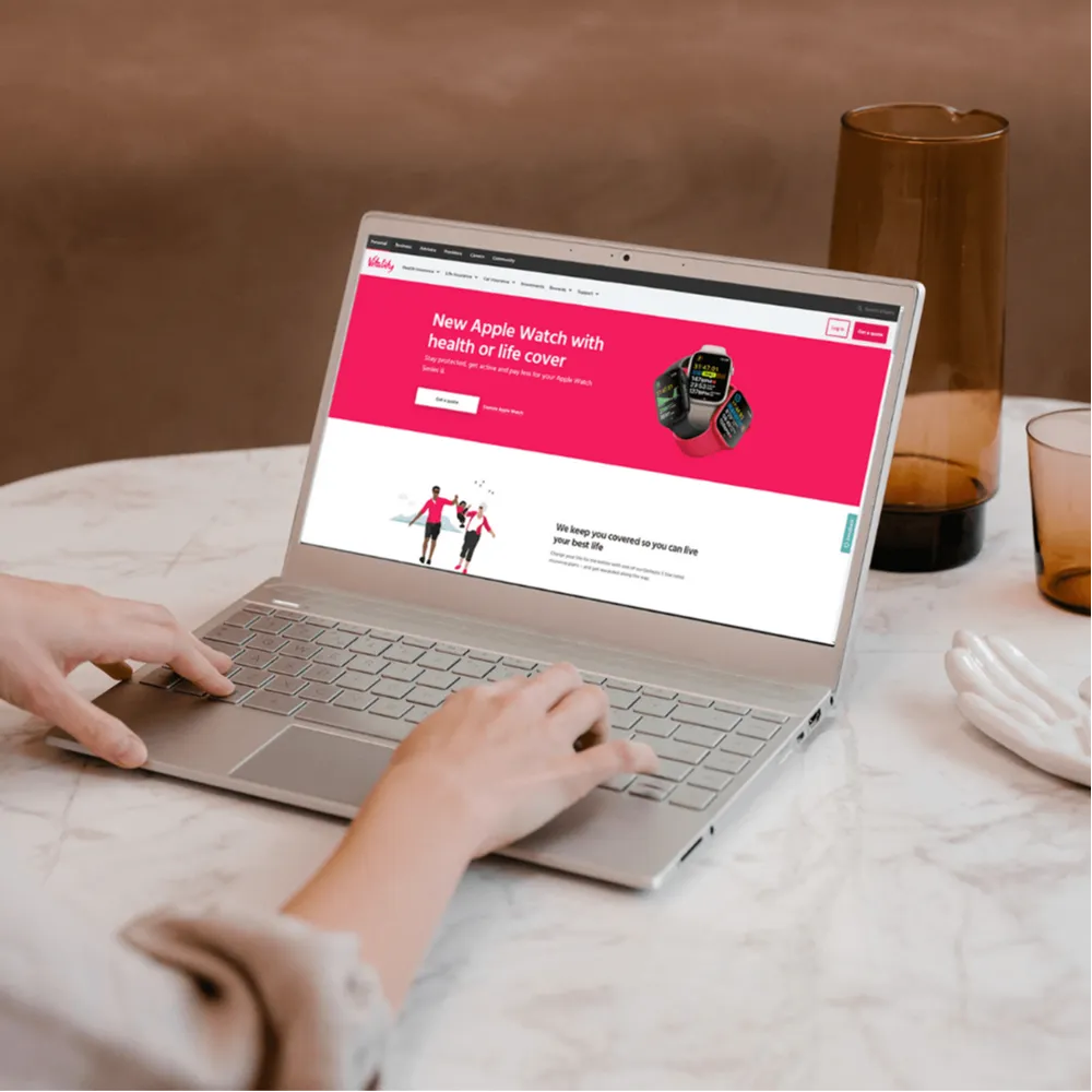 Vitality webpage open on a laptop.