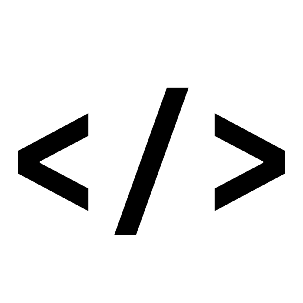 An icon of a angle brackets with a slash (a universal symbol for coding)