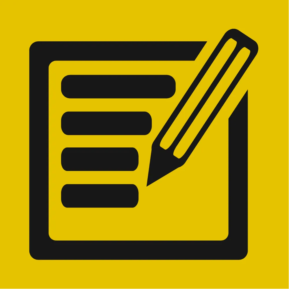 An icon of a pencil writing on a page