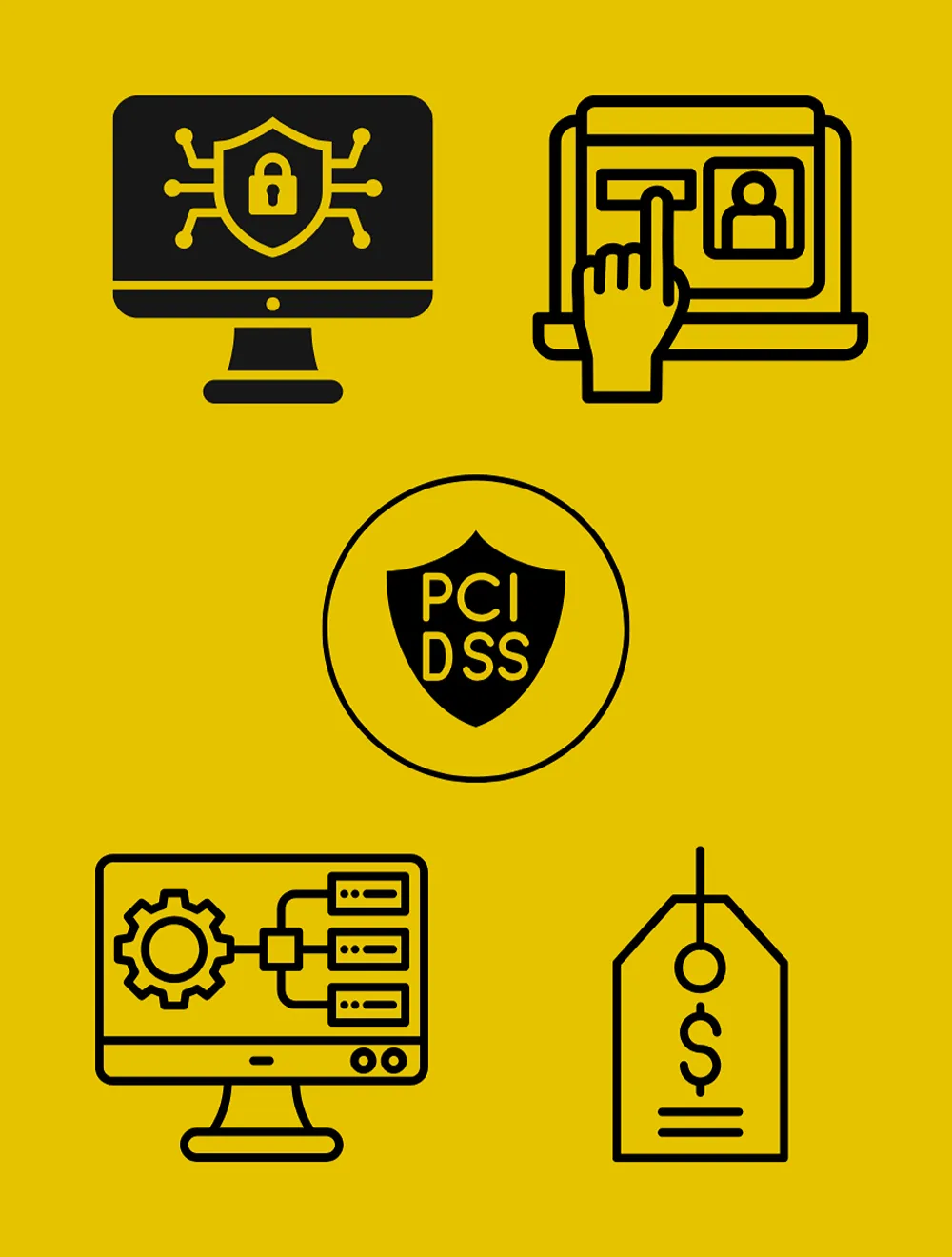 Icons representing the different features of payment processing providers.