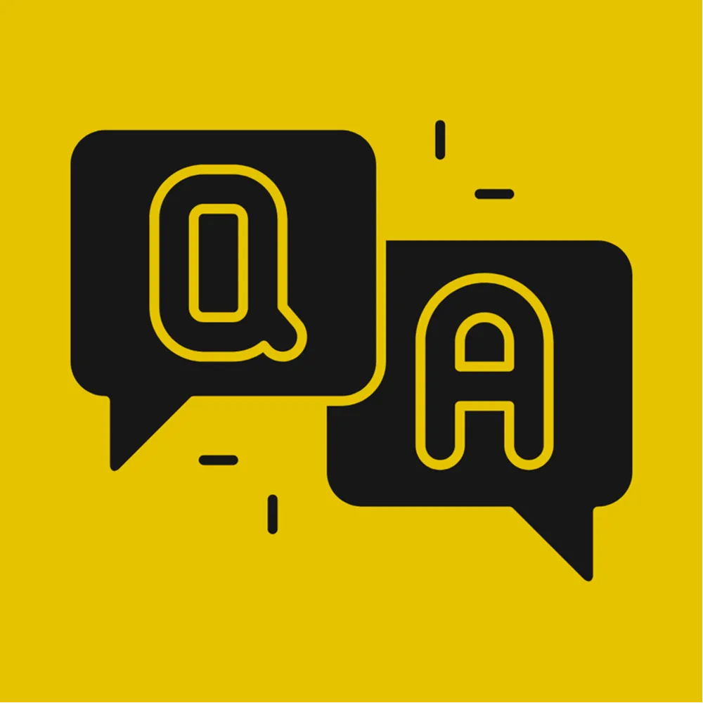 An icon of two speech bubbles with "Q" in the left, and "A" in the right.