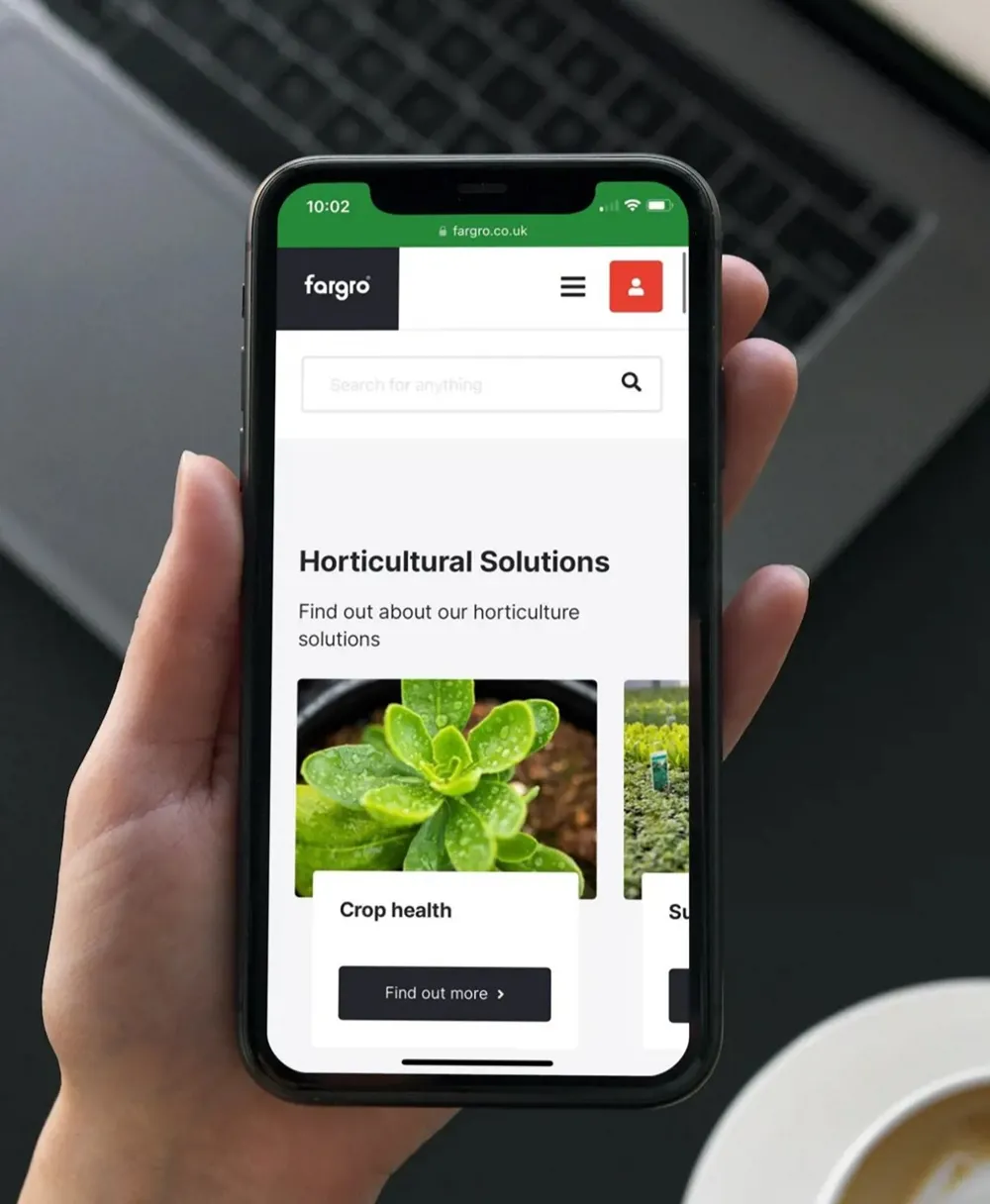 Fargro Horticultural Solutions webpage on a smartphone device