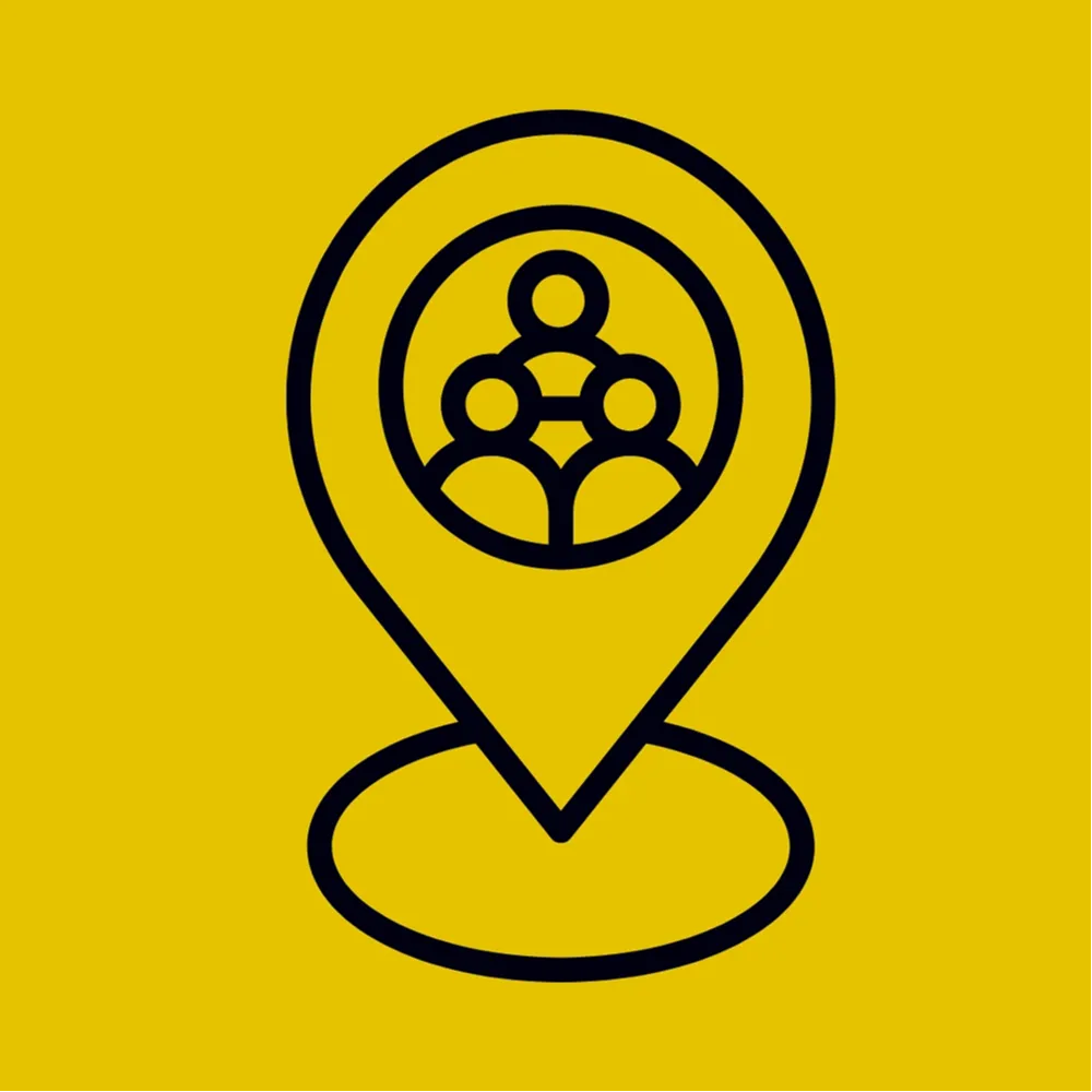 Black Local SEO Icon on a Yellow Background