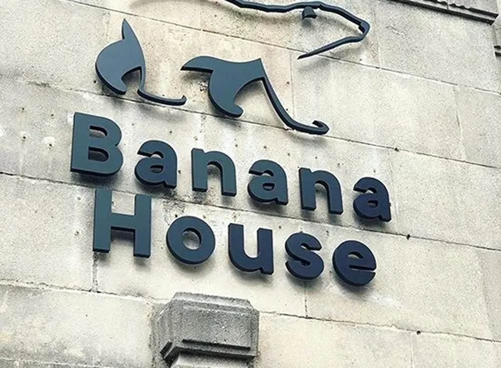 Banana House Sign on the outside of the Cold Banana offices