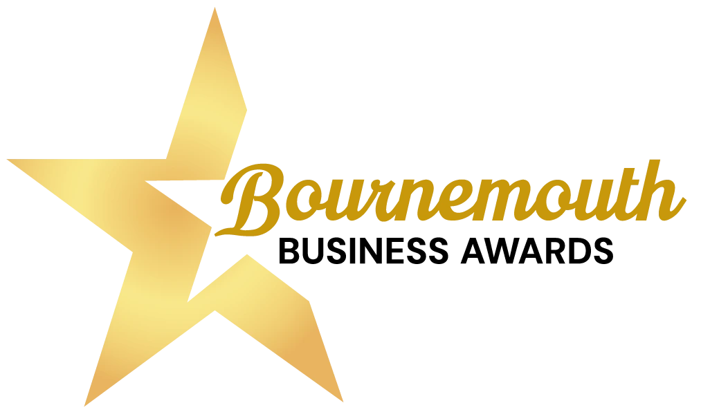 Bournemouth Business Awards Logo comprised of a gold star, and text in gold and black reading "Bournemouth Business Awards".