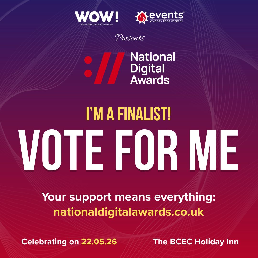 National Digital Awards 2026 I'm a finalist! Vote for me. Your support means everything: nationaldigitalawards.co.uk