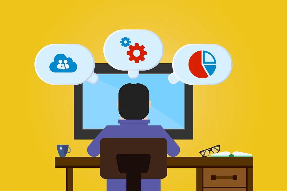 A developer at a desk working.