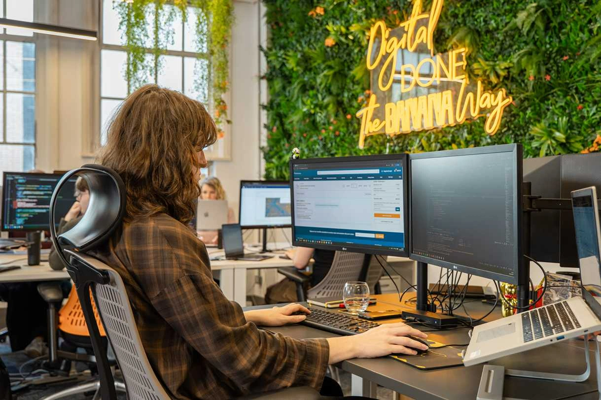 Cold Banana Software Development Placement Student working at their desk.