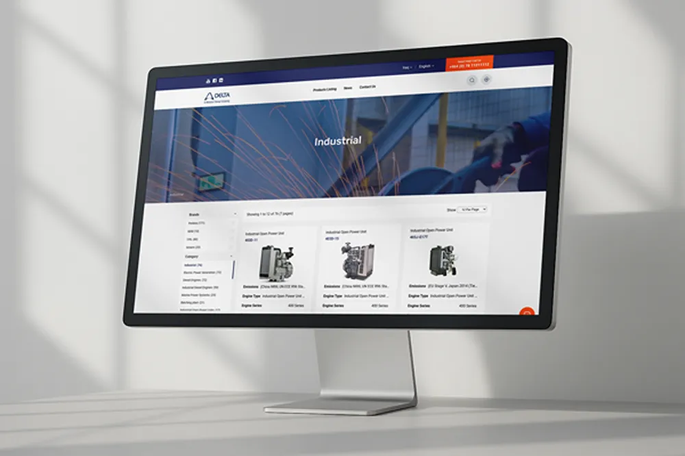 Delta Industrial Products store page open on a desktop monitor.
