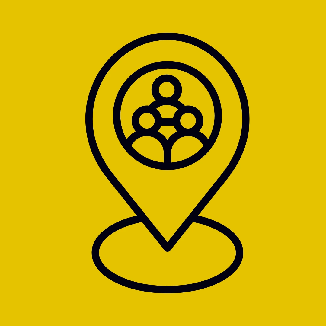 Black Local SEO Icon on a Yellow Background