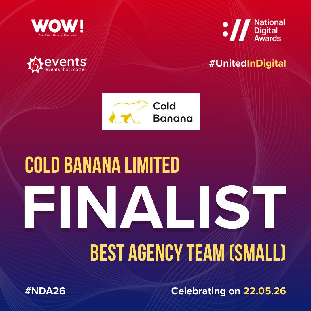 National Digital Awards 2026 Cold Banana Finalist for Best Agency Team (Small)