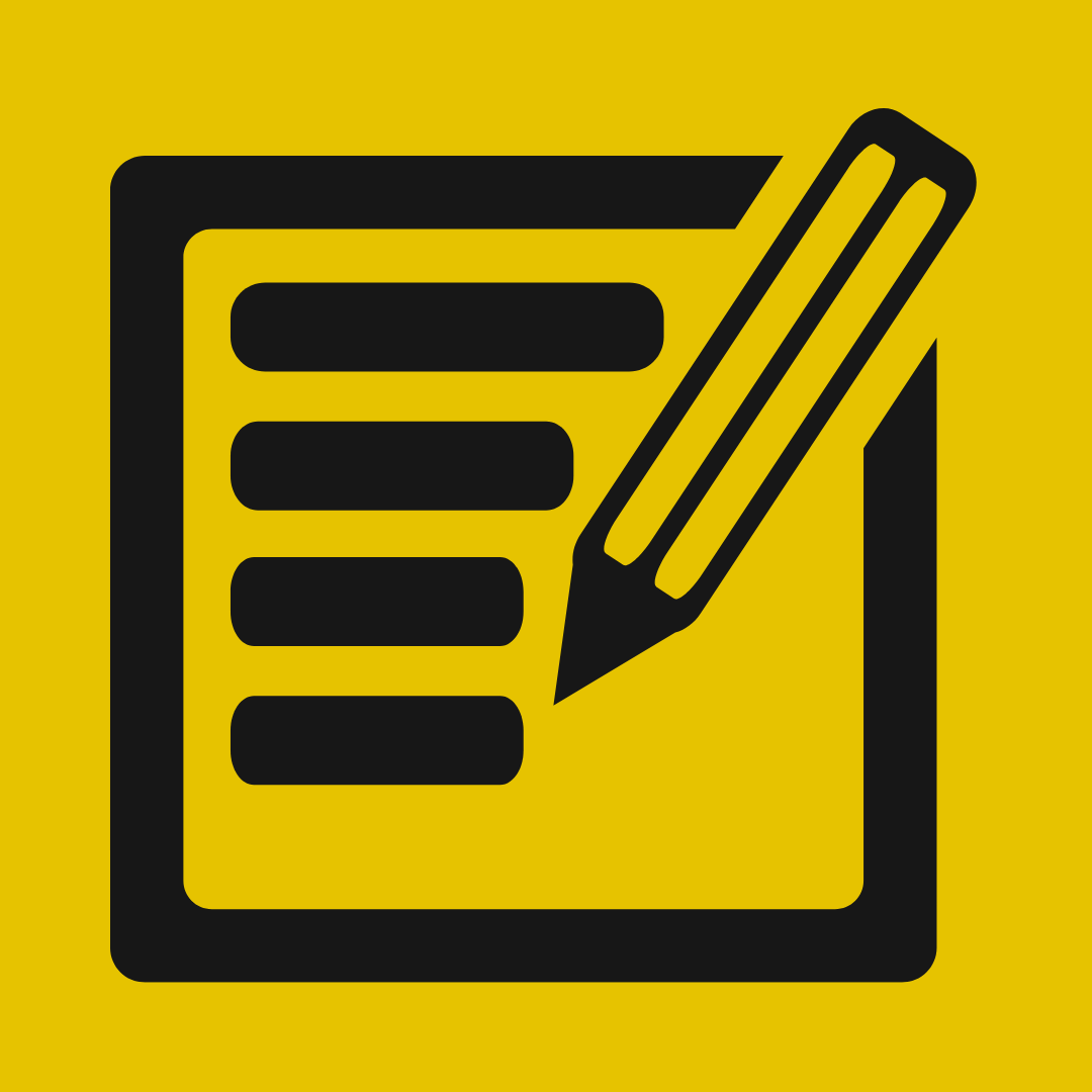 Icon of a pencil writing on a page