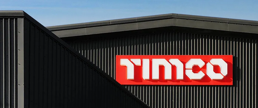 TIMCO signage on a warehouse building.