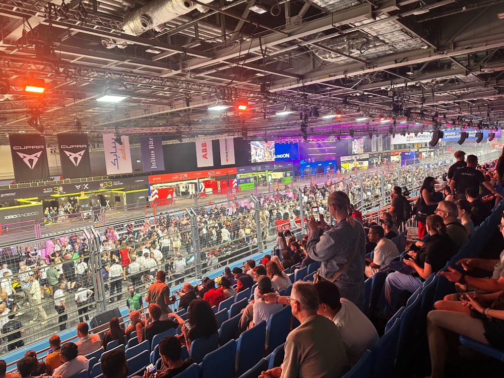 A photo from the stands of Formula E 2026 Final race in London