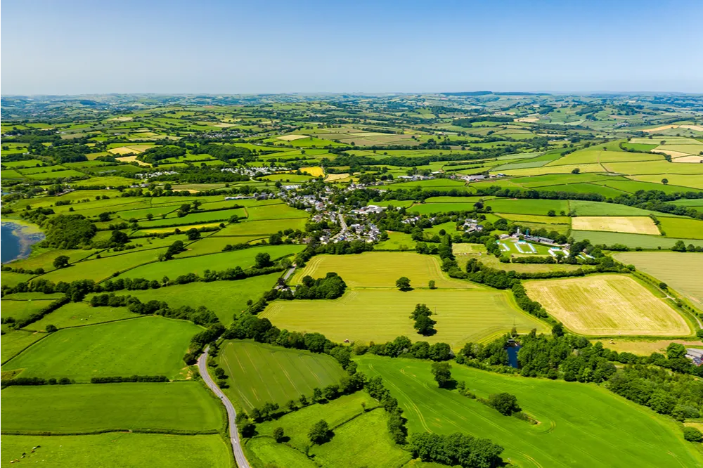 Green rolling hills on a sunny day.