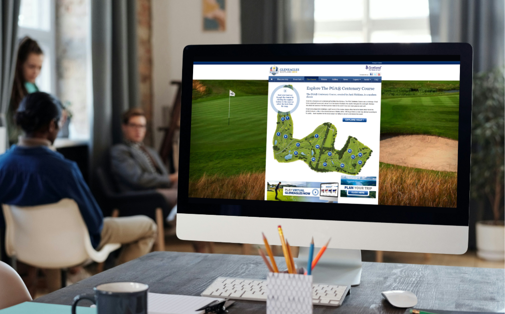 Visit Scotland Ryder Cup website on a desktop monitor