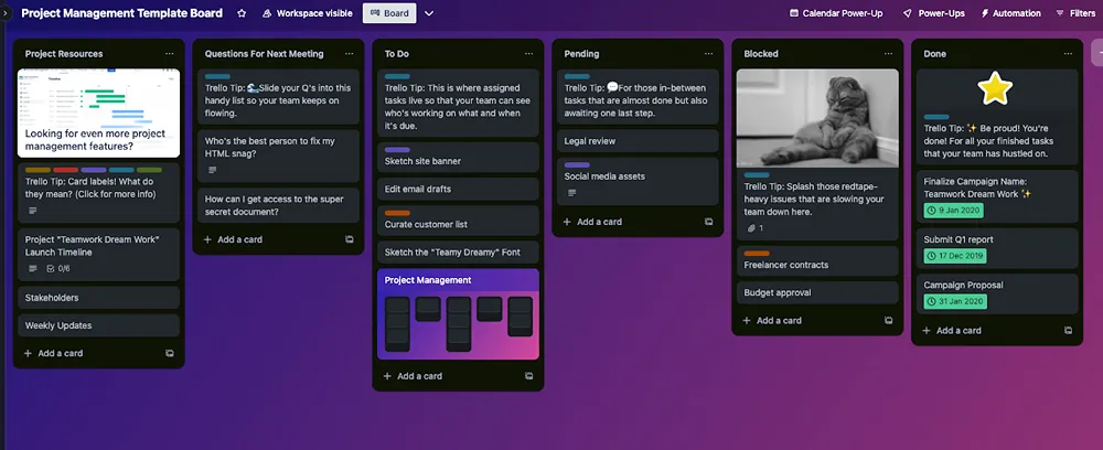 A screenshot of a Trello board