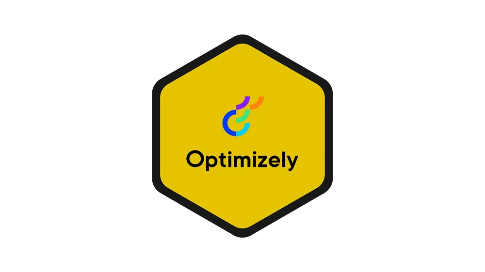 Optimizely logo in a yellow hexagon with a black border
