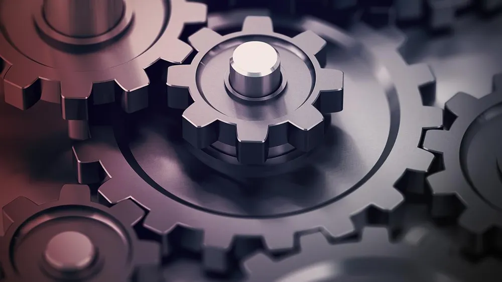 Several gears interconnected with one another.