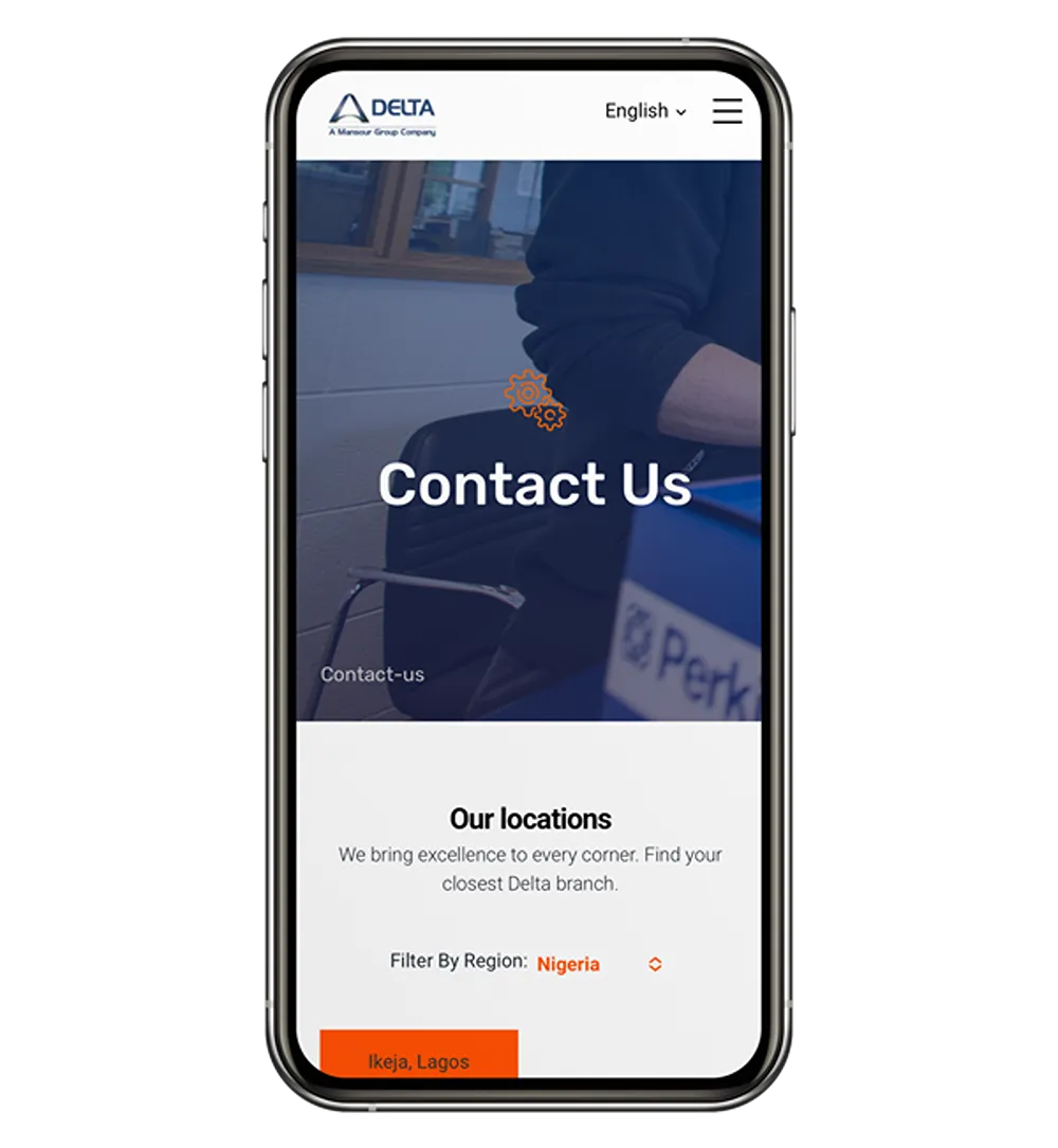 Delta Contact Us webpage open on a smartphone device.