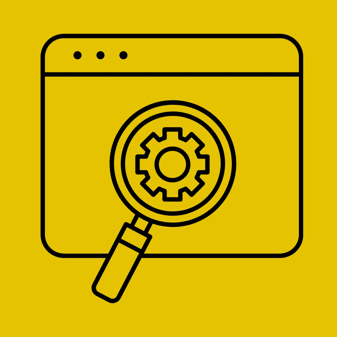 Black Technical SEO Icon on a Yellow Background