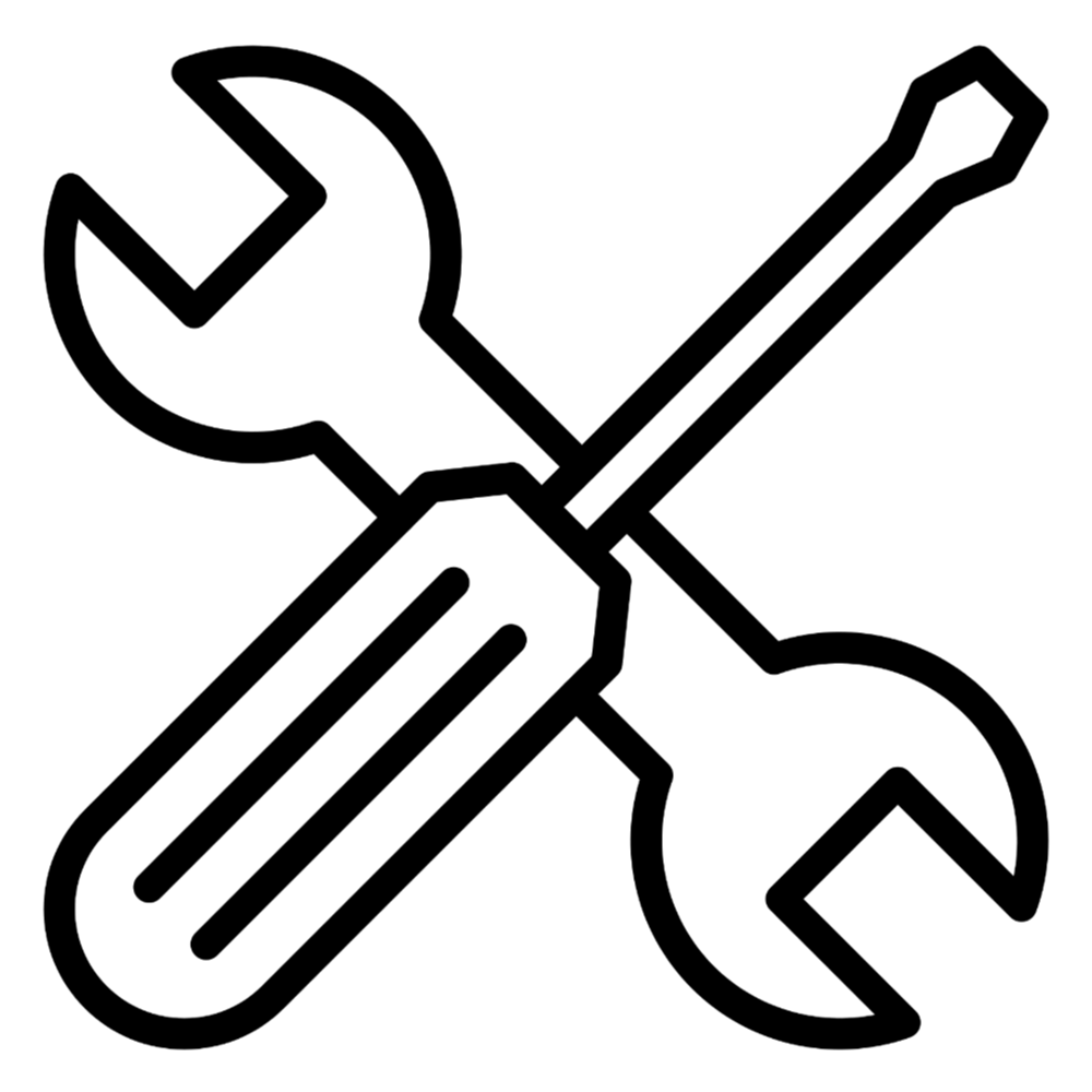 An icon of a crossed screwdriver and spanner