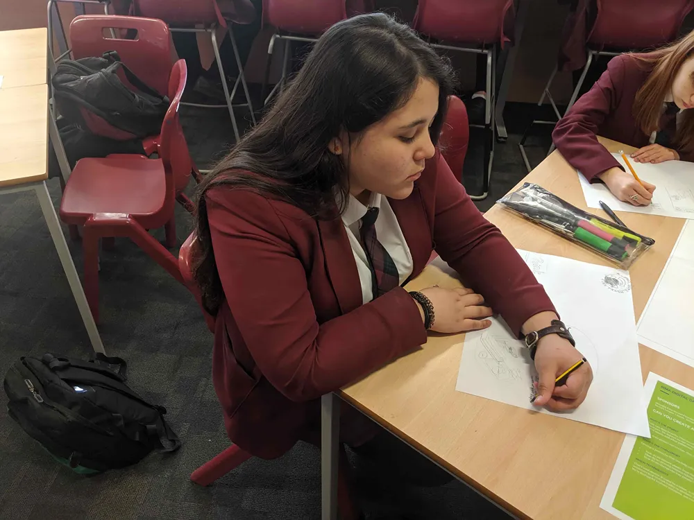 A BIMA Digital Day student working in a classroom